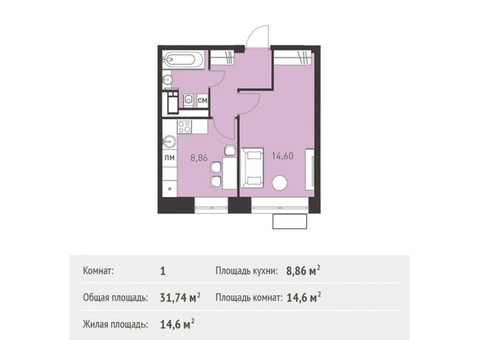 Продается 1-к. квартира, 31,74 кв.м. в ЖК 'Столичный'