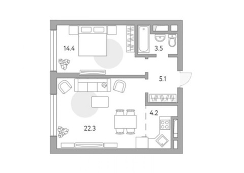 Продается 2-к. квартира, 49,5 кв.м. в ЖК 'Бригантина'