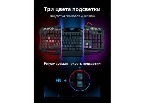 Характеристики клавиатура Defender Doom Keeper GK-100DL, USB, c подставкой для запястий, черный [45100]