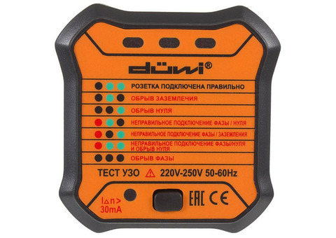 Тестер розеток и УЗО M6860 DIY, duwi