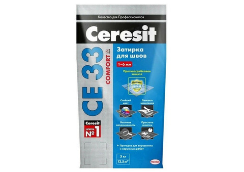 Затирка цементная для узких швов Ceresit СЕ33 Comfort белая 5 кг