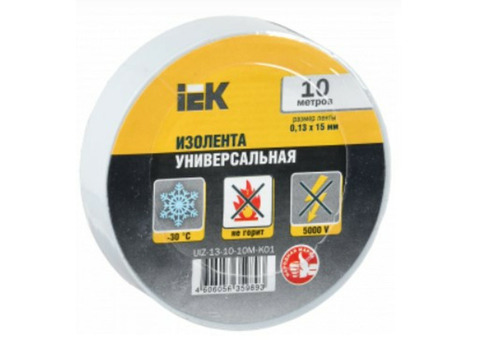 Изолента ПВХ IEK UIZ-13-10-10M-K01 0,13х15мм 10м белая