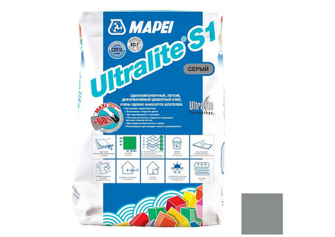 Клей для плитки и камня Mapei Ultralite S1 серый 15 кг