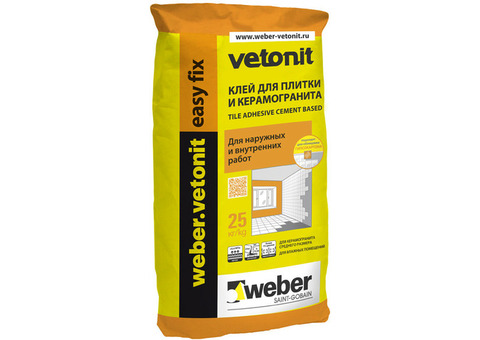 Клей для плитки и керамогранита Weber-Vetonit easy fix 25 кг