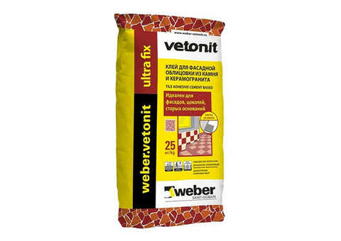 Клей для фасадной облицовки Weber.Vetonit Ultra Fix 25 кг