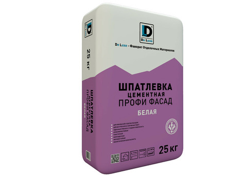 Шпатлевка цементная De Luxe Профи Фасад белая 25 кг