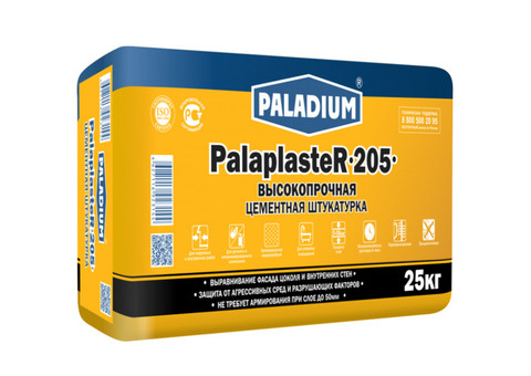 Штукатурка цементная Paladium PalaplasteR-205 высокопрочная 25 кг