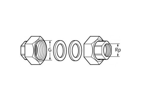 Комплект латунных гаек DAB Union KIT F 1 1/2х1 дюйм