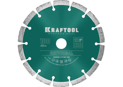 Диск алмазный Kraftool Universal 36680-180 отрезной сегментный по железобетону и высокопрочному бетону 180 мм