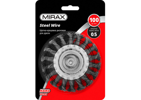 Щетка дисковая для дрели Mirax 35146-100 жгутированная проволока 100 мм