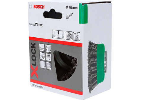 Щетка чашечная для УШМ Bosch X-Lock 2608620729 Inox жгутированная 75 мм