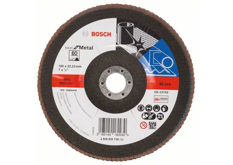 Круг лепестковый Bosch Best for Metal X571 2608606738 180 мм K60