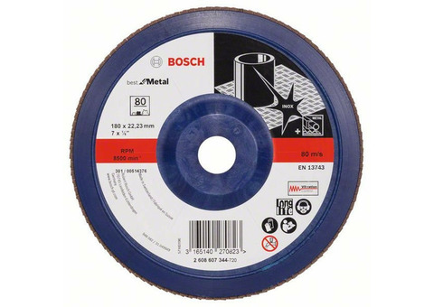 Круг лепестковый Bosch Best for Metal X571 2608607344 180 мм K80