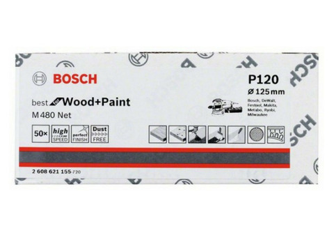 Круг шлифовальный на сетчатой основе Bosch 2608621155 125 мм G120 50 штук