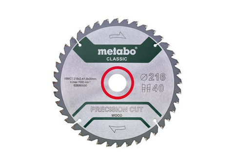 Диск пильный 216х30 HM 40WZ 5 отр. для торцовок Metabo 628060000