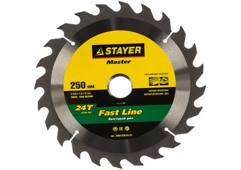 Диск пильный по дереву Stayer Fast Line 3680-250-32-24 250x32мм 24Т