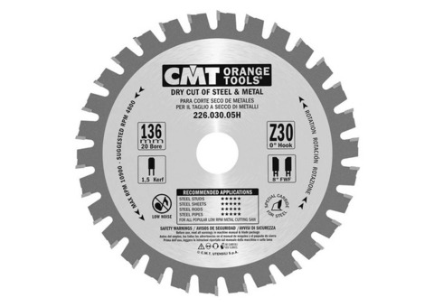 Диск пильный по стали CMT 136,5x20x1,5/1,2 0 градусов FFT Z96 226.030.05H