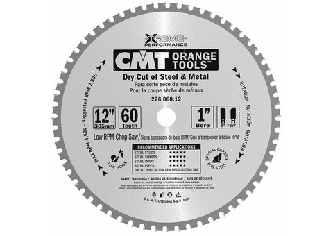 Диск пильный по стали CMT 305x25,4x2,2/1,8 0 градусов 8 градусов FFT Z60 226.060.12