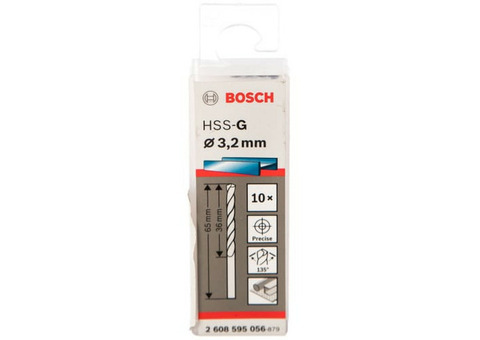 Набор сверл по металлу Bosch HSS-G 2608595056 3,2 мм 10 шт