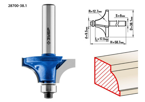 Фреза кромочная Зубр Профессионал 28700-38.1 38.1x17 мм