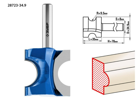 Фреза кромочная Зубр Профессионал 28723-34.9 34,9х35 мм