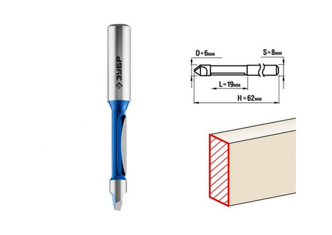 Фреза кромочная прямая со сверлом Зубр 28726-6 6x19 мм