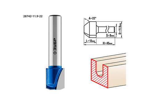 Фреза пазовая фасонная Зубр Профессионал 28742-11.9-22
