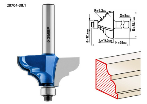 Фреза кромочная Зубр Профессионал 28704-38.1 38.1x17,5 мм