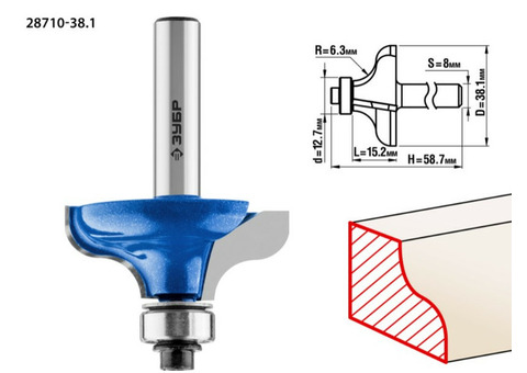 Фреза кромочная Зубр Профессионал 28710-38.1 38.1x15 мм
