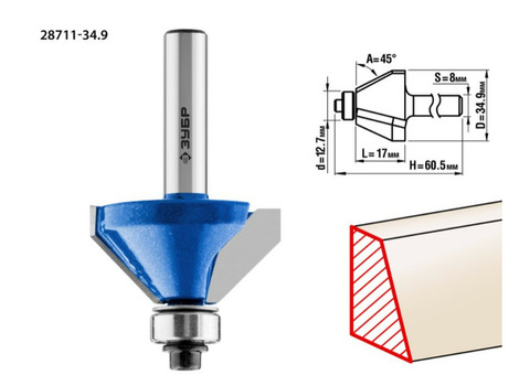 Фреза кромочная Зубр Профессионал 28711-34.9 34,9х16 мм