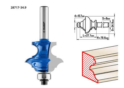 Фреза кромочная Зубр Профессионал 28717-34.9 34,9х25,4 мм