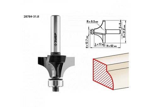 Фреза кромочная калевочная № 1 Зубр 28784-31,8 31,8x17мм