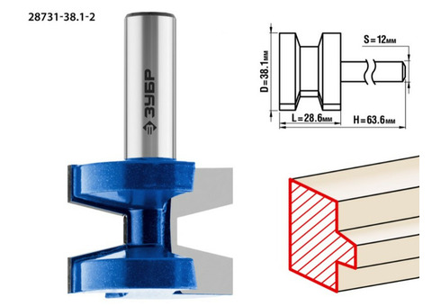 Фреза пазо-шиповая Зубр Профессионал 28731-38.1-2 38.1x28,6 мм