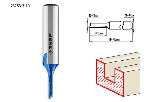 Фреза пазовая прямая Зубр Профессионал 28753-3-10 3x10 мм