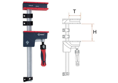 Струбцина сборочная Ehoma усиленная поворотная рукоятка 600х95 мм PJH60R