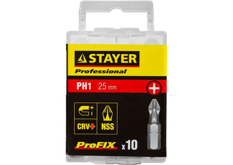 Бита Stayer Profix 26201-1-25-10_z01 C 1/4 дюйма PH1 25 мм 10 штук