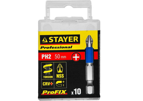 Бита Stayer Profix 26203-2-50-10_z01 E 1/4 дюйма PH2 50 мм 10 штук