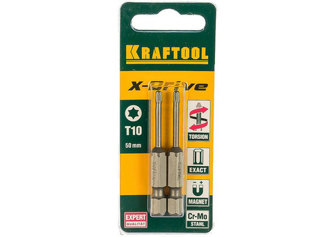 Бита торсионная Kraftool X-Drive 26125-10-50-2 Т10 50 мм 2 штуки