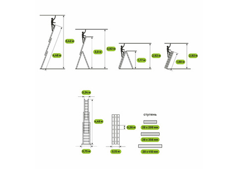 Лестница трехсекционная Standers 3х7 ступеней