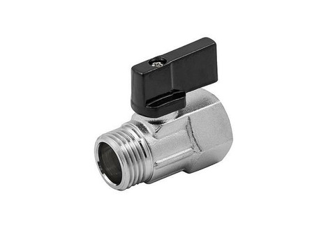 Кран шаровой ELSEN MINI - 3/8" (ВР/НР, PN10, Tmax 80°C, ручка-флажок черная)