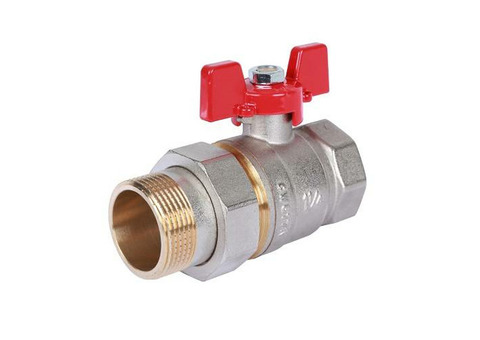 Кран шаровой полнопроходной ROMMER RBV-0005 - 1"1/4 (ВР/НР-американка, PN40, t130°C, ручка-бабочка)