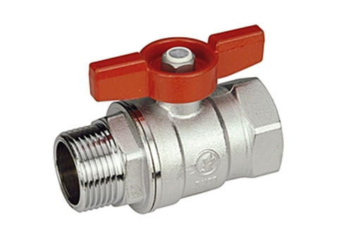 Кран шаровой Giacomini R254D - 3/8" (ВР/НР, PN42, Tmax 185°C, ручка-бабочка красная)