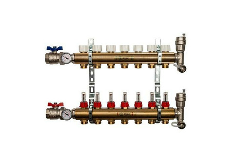 Коллекторная группа для теплого пола STOUT SMB0473 - 1" на 7 контуров 3/4"EK (латунь)