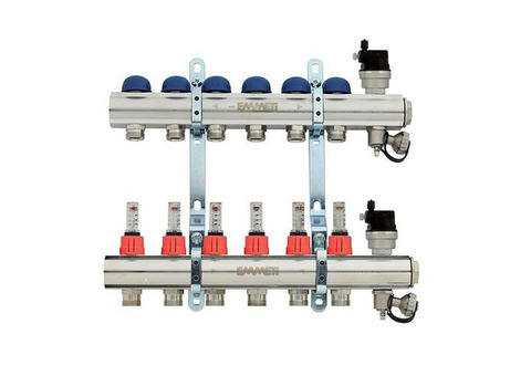 Коллекторная группа для теплого пола EMMETI TOPWAY - 1" на 3 контура M24x19 с метал.держателями