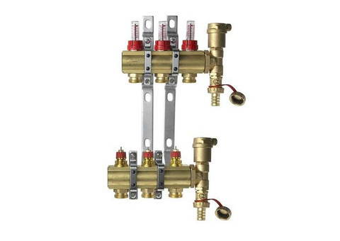 Коллекторная группа для теплого пола Danfoss FHF-F set - 1" на 3 контура 3/4"EK (латунь)