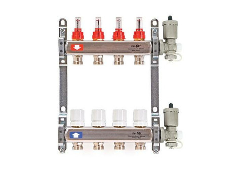 Коллекторная группа для теплого пола Uni-Fitt 450A - 1" на 10 контуров 3/4" евроконус