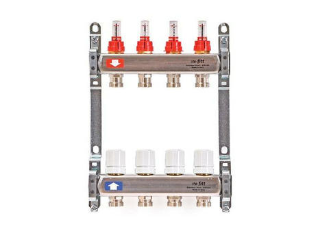 Коллекторная группа для теплого пола Uni-Fitt 450B - 1" на 11 контуров 3/4" евроконус