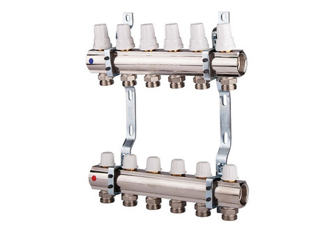 Коллекторная группа для радиаторного отопления ICMA K005 - 1" на 10 контуров 3/4" Евроконус