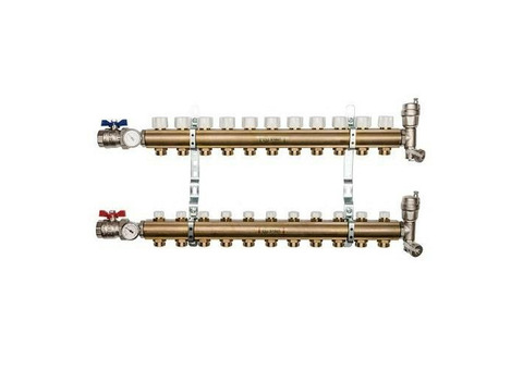 Коллекторная группа для радиаторного отопления STOUT SMB0468 - 1" на 12 контуров 3/4"EK (латунь)