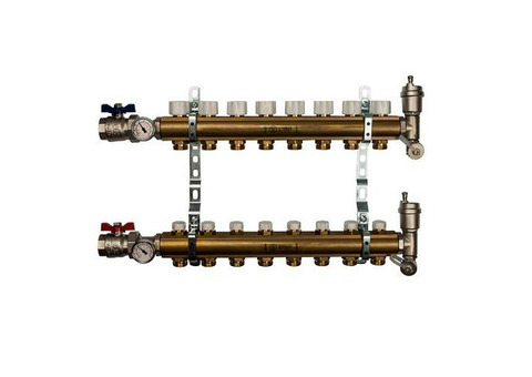 Коллекторная группа для радиаторного отопления STOUT SMB0468 - 1" на 8 контуров 3/4"EK (латунь)